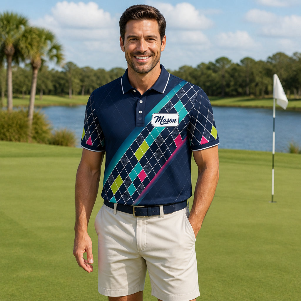 Personalized Neon Argyle Golf Polo - Personalized Polo shirt - All over printed ff83180e-269a-472f-a978-5e230f366402.jpg