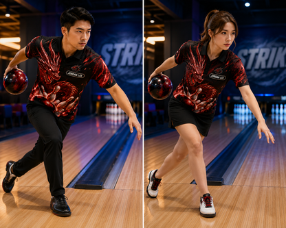 Fire Dragon Bowling Polo Shirt - Personalized Name All Over Print