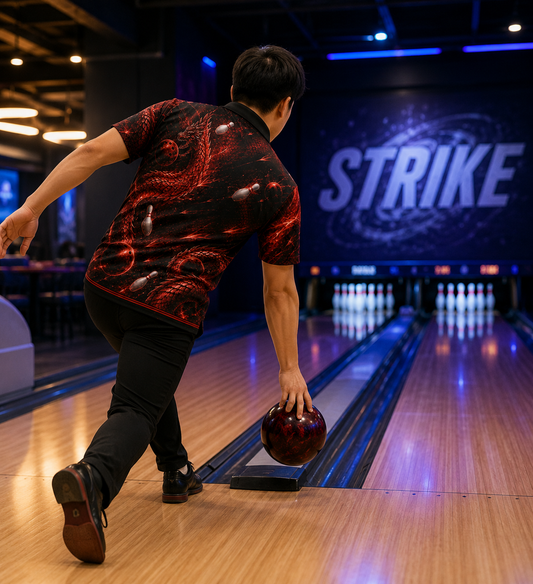 Fire Dragon Bowling Polo Shirt - Personalized Name All Over Print