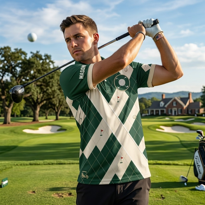Classic Argyle Golf Polo Shirt - Personalized Name All Over Print