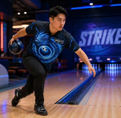 Ice Dragon Bowling Polo Shirt - Personalized Name All Over Print